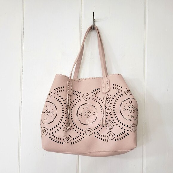 Urban Expressions Vegan Leather Rose Water Laser Cut Tote Purse NWT - Picture 2 of 9